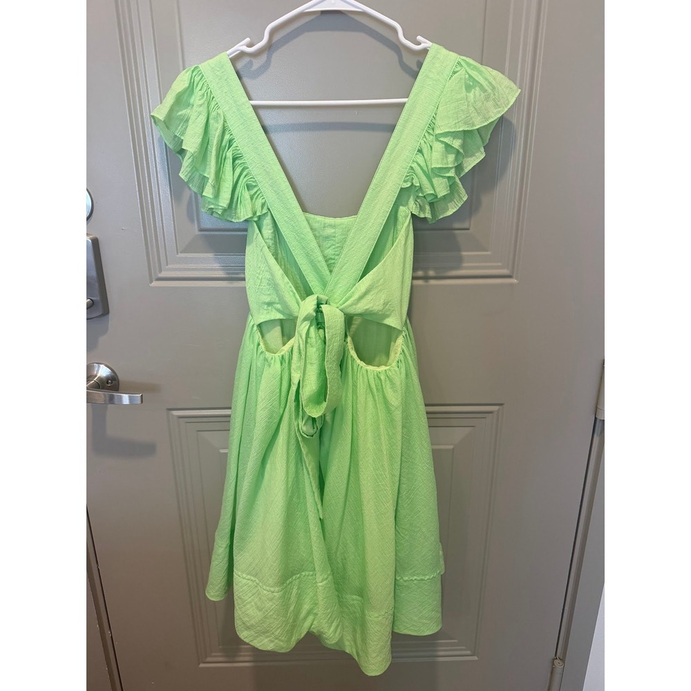 Mable Ruffle Mini Dress Green Size Large - Picture 2 of 3